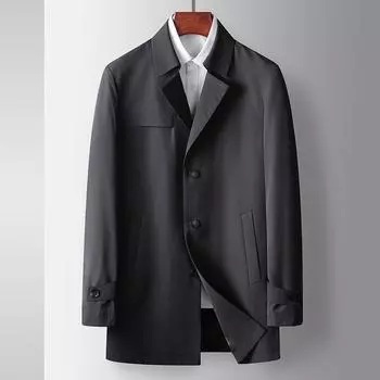 Весна и осень Новый лацкан Молодежь и средний возраст Легкий роскошный деловой однотонный повседневный тренчкот Tide 170 хаки