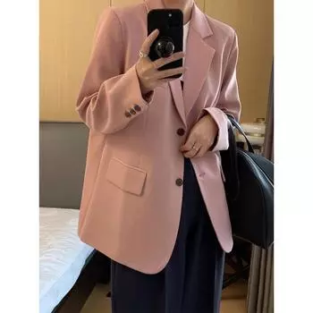 Весна и осень новый маленький высококачественный блейзер женский профессиональный формальный костюм нишевый не требующий глажки розовый костюм S