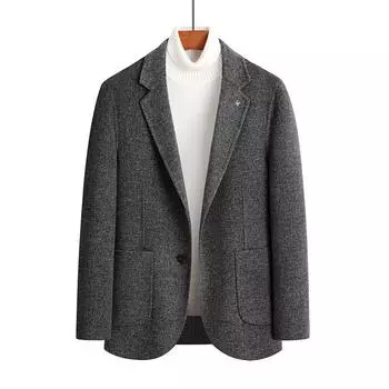 Весна и осень Новый мужской двусторонний костюм ручной работы однобортный трехмерный нашивной мешок повседневный костюм мужской пиджак топ 170 серый
