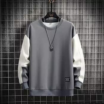 Весна и Осень Новый Мужской Свитер Повседневный Универсальный Молодежный Красивый Пуловер Круглый Вырез Длинные Рукава M серый