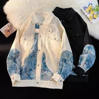 Весна и осень новый мужской вышитый бейсбольный костюм куртка пальто M чёрный