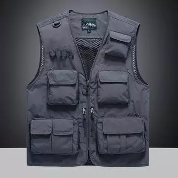 Весна и осень, новый мужской жилет с несколькими карманами, тонкий модный дышащий жилет для альпинизма на открытом воздухе, однотонная куртка для мужчин M