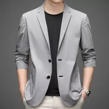 Весна и осень, новый повседневный костюм, мужская корейская версия, тонкий одиночный костюм, деловой маленький костюм, весенне-осенняя модная куртка M зелёный