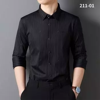 Весна и осень Новый стиль Бесшовная рубашка с длинными рукавами, устойчивая к морщинам, мужская облегающая эластичная рабочая рубашка для мужчин M