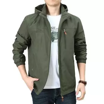 Весна и осень новый стиль куртка мужская молодежная повседневная уличная быстросохнущая дышащая съемный капюшон M