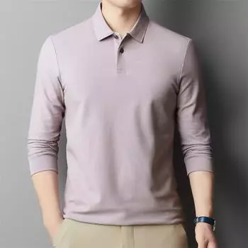 Весна и осень, новый стиль, мужская молодежная и среднего возраста, удобная, дышащая и модная хлопковая футболка с длинными рукавами, рубашка-поло M