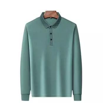 Весна и осень Новый стиль пике хлопок длинный рукав рубашка поло мужская мода повседневная рубашка с лацканами верхняя часть мужской пуловер M