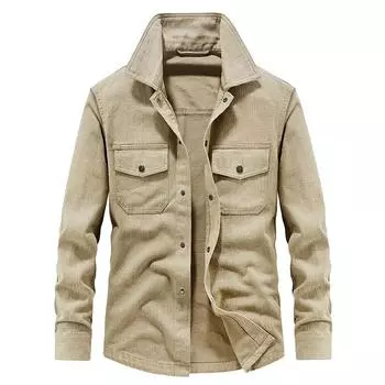 Весна и осень новый стиль рубашка куртка мужская повседневная мода рабочая одежда хлопковая рубашка многокарманная куртка мужская M