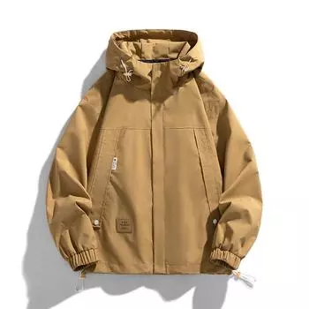 Весна и осень Новый стиль с капюшоном ветрозащитная куртка универсальная куртка мужская свободная повседневная подростковая ветровка тонкая куртка M