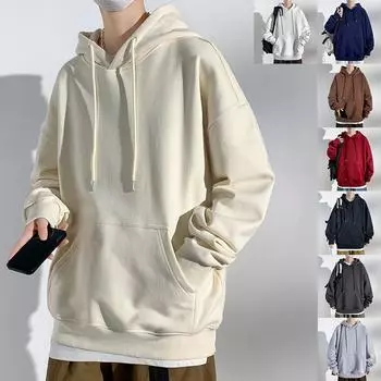 Весна и осень Новый стиль с капюшоном свободная толстовка мужская однотонная универсальная толстовка с капюшоном верхняя куртка M