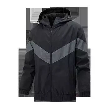 Весна и осень, новый стиль, светоотражающая полосатая модная куртка с капюшоном, ветрозащитная куртка для мужчин M