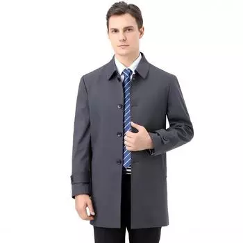 Весна и осень, новый стиль, ветровка, мужская, средней длины, шелковая куртка с лацканами, для молодежи и людей среднего возраста 170