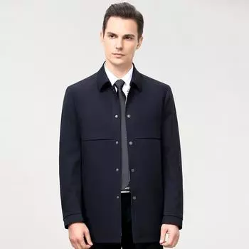 Весна и осень новый стиль ветровка с лацканами мужская средней длины против морщин административный кадровый папина одежда деловой повседневный пиджак 170