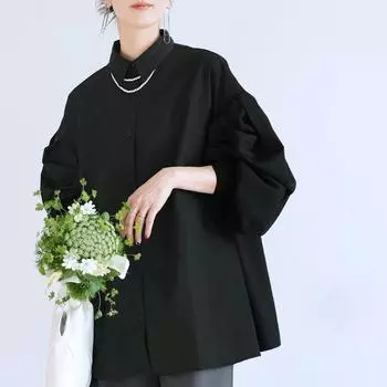 Весна и осень новый свободный дизайн рубашки с рукавами-фонариками для женщин, покрывающий мясо и показывающий худобу, однотонный простой топ M белый