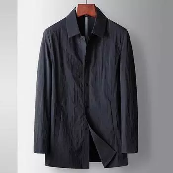 Весна и осень Новый тонкий топ с лацканами, цельный, для молодежи и среднего возраста, легкая роскошная повседневная куртка в деловом стиле Tide 170 темно-синий