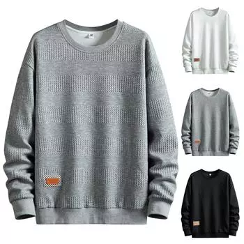 Весна и осень, новый трендовый цветной топ, повседневный молодежный свитер с круглым вырезом XXL чёрный