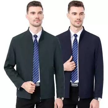 Весна и осень новый высококачественный пиджак с воротником-стойкой мужской деловой пиджак для мужчин среднего возраста тонкий пиджак из шелка тутового дерева повседневный топ 175