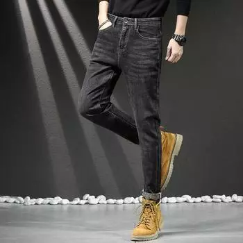 Весна и осень, обычные мужские эластичные повседневные джинсы, мужские корейские версии, облегающие брюки Micro Harlan, мужские 28 синий