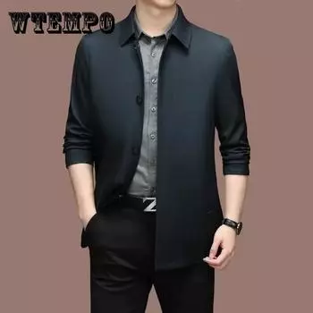 Весна и осень однотонная ветровка мужская высококачественная деловая куртка повседневная удобная тонкая куртка XXXXL хаки