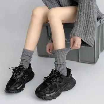 Весна и осень однотонные носки без косточек в комплекте корейская версия модных женских носков до середины икры One size белый