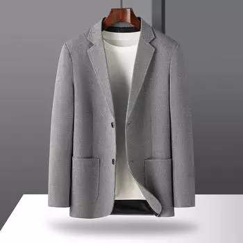 Весна и осень однотонный пиджак West мужской приталенный деловой повседневный костюм для среднего возраста и молодежи однотонный мужской костюм 170 серый