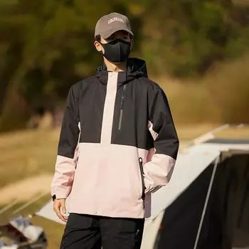 Весна и осень Открытый горный одиночный куртка мужская трехслойная свободная повседневная пара куртка с капюшоном M