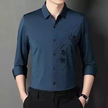 Весна и осень, папина рубашка с длинными рукавами для отдыха, мужская тонкая модная свободная рубашка с лацканами, мужская рубашка больших размеров M
