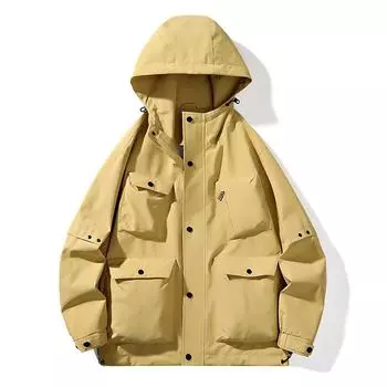 Весна и осень пары новая высококачественная тонкая куртка повседневная мужская куртка с капюшоном съемная шапка для отдыха на природе S