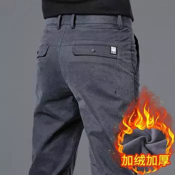 Весна и осень Плюс Бархат/Обычные Высококачественные мужские повседневные брюки Slim Fit Straight Tube Trendy Красивые брюки в стиле вестерн Легкие деловые длинные брюки 28 серый