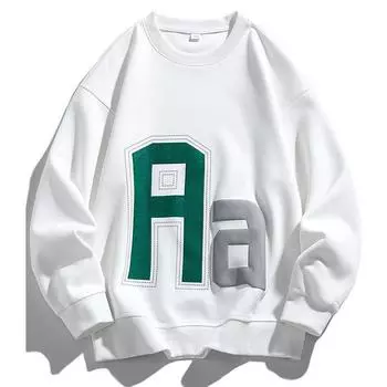Весна и осень Плюс Мужская толстовка с капюшоном Повседневный мужской топ с круглым вырезом Модная принтованная толстовка с капюшоном Мужская XXXXXXXXL белый