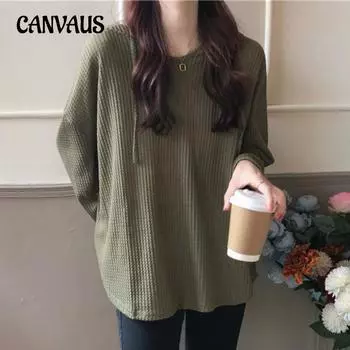 Весна и осень Плюс Размер Свободный Ленивый Напускной Пуловер С Капюшоном Толстовка Женская Tide Топ с Длинными Рукавами M зелёный