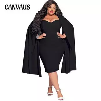 Весна и осень Плюс Размер Женская мода Темперамент Пакет Бедра Платье L чёрный