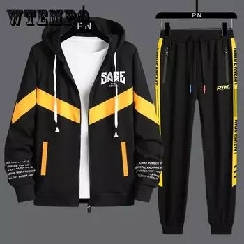 Весна и осень подростковый свитер костюм с капюшоном кардиган повседневный спортивный костюм школьный тренд спортивная одежда для студентов XXXXL красный