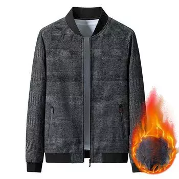 Весна и осень Повседневная флисовая утолщенная модная куртка Куртка мужская бейсбольная куртка с воротником для мужчин среднего возраста для пап M синий