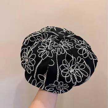 Весна и осень ретро вышитый цветок берет женский весенне-осенний показ мода на маленькое лицо берет козырек от солнца тенденция шляпа-ведро M56-58cm