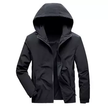 Весна и осень с капюшоном и боковыми швами, обычная синяя модная молния, повседневная молодежная куртка M