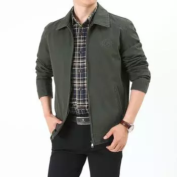 Весна и осень среднего и пожилого возраста, повседневная куртка из чистого хлопка 95, мужская военная свободная куртка с лацканами большого размера M