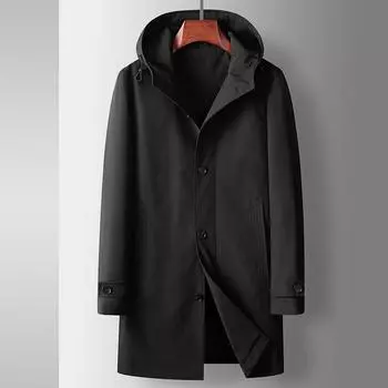 Весна и осень Средний и длинный с капюшоном Легкий роскошный деловой для людей среднего возраста и молодежи Высококачественный повседневный тренчкот Tide 170 хаки