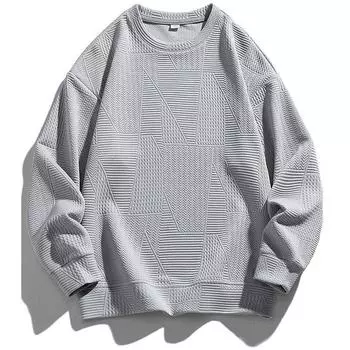 Весна и осень свободная мужская толстовка с круглым вырезом жаккардовая мужская толстовка с круглым вырезом пуловер с капюшоном модная повседневная мужская одежда XXXXXXXXL чёрный