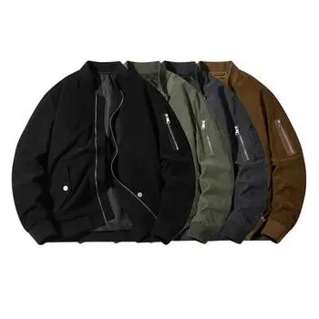 Весна и осень свободная версия воротник-стойка бейсбольная форма вельветовая куртка-бомбер бейсбольный воротник куртка M