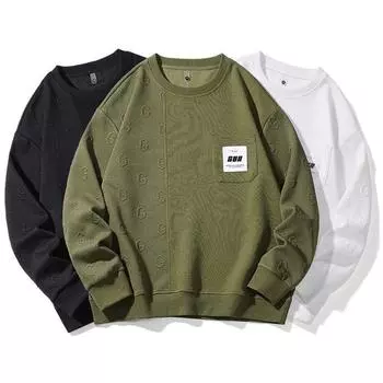 Весна и осень свободный мужской модный повседневный круглый вырез с принтом в стиле пэчворк мужской пуловер с капюшоном XXXXXXXXL белый