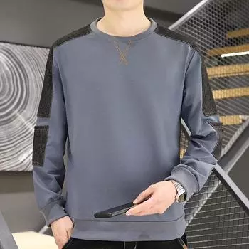 Весна и осень Тонкая спортивная футболка с круглым вырезом и длинным рукавом Мужская свободная и дышащая модная универсальная тенденция M