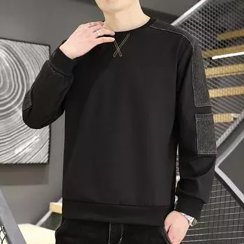 Весна и осень Тонкая спортивная футболка с круглым вырезом и длинным рукавом Мужская свободная и дышащая модная универсальная тенденция M