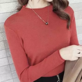 Весна и осень, тонкая свободная рубашка с длинным рукавом, повседневный короткий вязаный свитер, женский свитер с воротником под горло, женский S