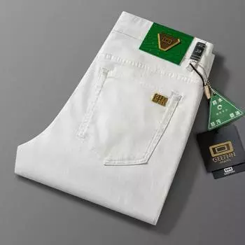 Весна и осень, три устойчивых к ударам джинсы мужские облегающие, маленькие, прямые, эластичные, универсальные, однотонные, новые модные брендовые мужские длинные брюки 28 чёрный