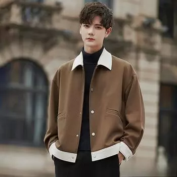 Весна и осень твиловый пиджак с лацканами, свободная повседневная куртка, лучший тренд, высокий уровень S