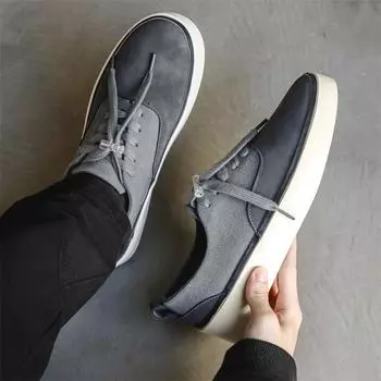 Весна и осень Высококачественные антифлисовые кожаные мужские туфли в стиле ретро для мужчин с толстой подошвой, дышащая повседневная обувь 39 серый