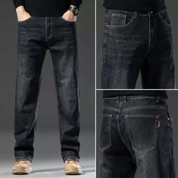 Весна и осень Высококачественные ностальгические ретро джинсы мужские деловые свободные прямые эластичные повседневные длинные брюки 29