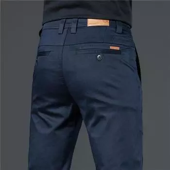 Весна и осень Высококачественные универсальные мужские повседневные брюки Свободные прямые модные брендовые легкие деловые эластичные длинные брюки 28