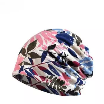 Весна и осень женская хлопковая цветочная мода для беременных двойной шарф колпак для родов стек шляпа Elastic/dual-purpose синий